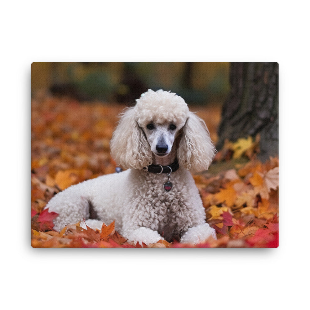 Poodle in Autumn Leaves canvas - Posterfy.AI