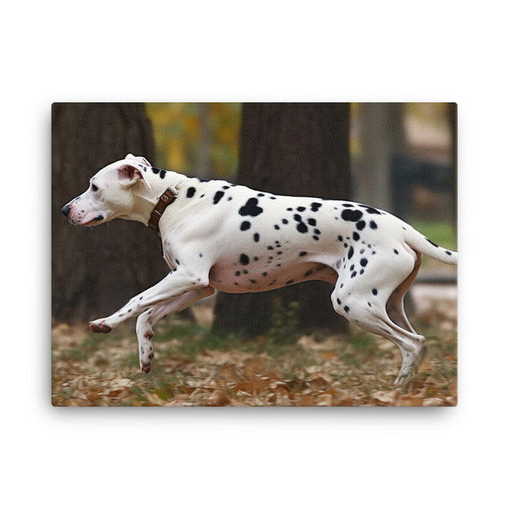 Dalmatian running in a park canvas - Posterfy.AI