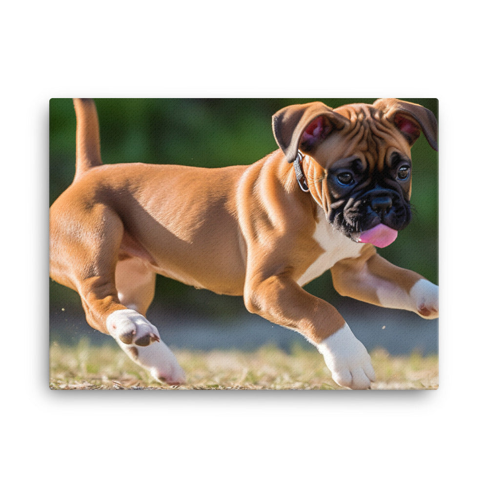 Playful Boxer Pup canvas - Posterfy.AI