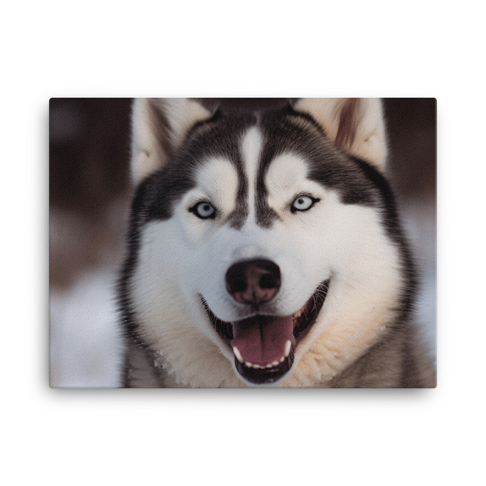 Siberian Husky with its mouth open canvas - Posterfy.AI