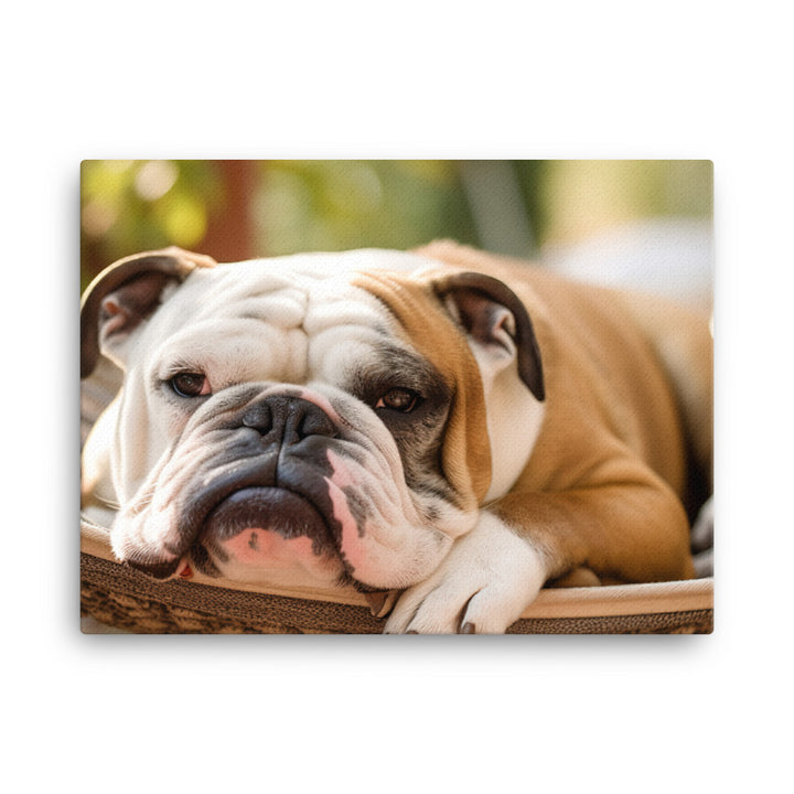 Relaxing Bulldog in the Hammock canvas - Posterfy.AI