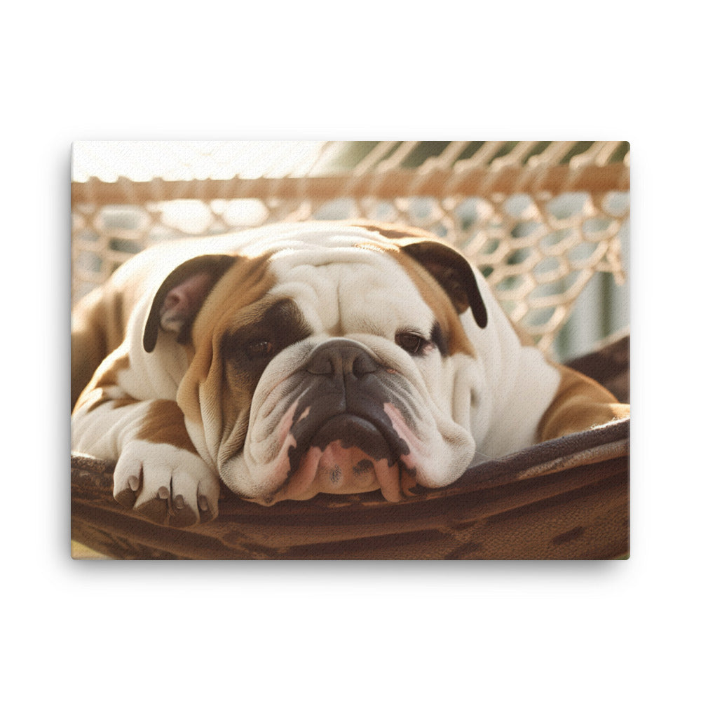 Relaxing Bulldog in the Hammock canvas - Posterfy.AI