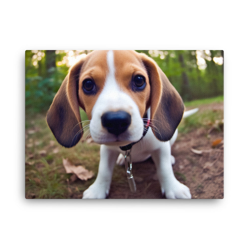 The curious eyes of a Beagle pup canvas - Posterfy.AI