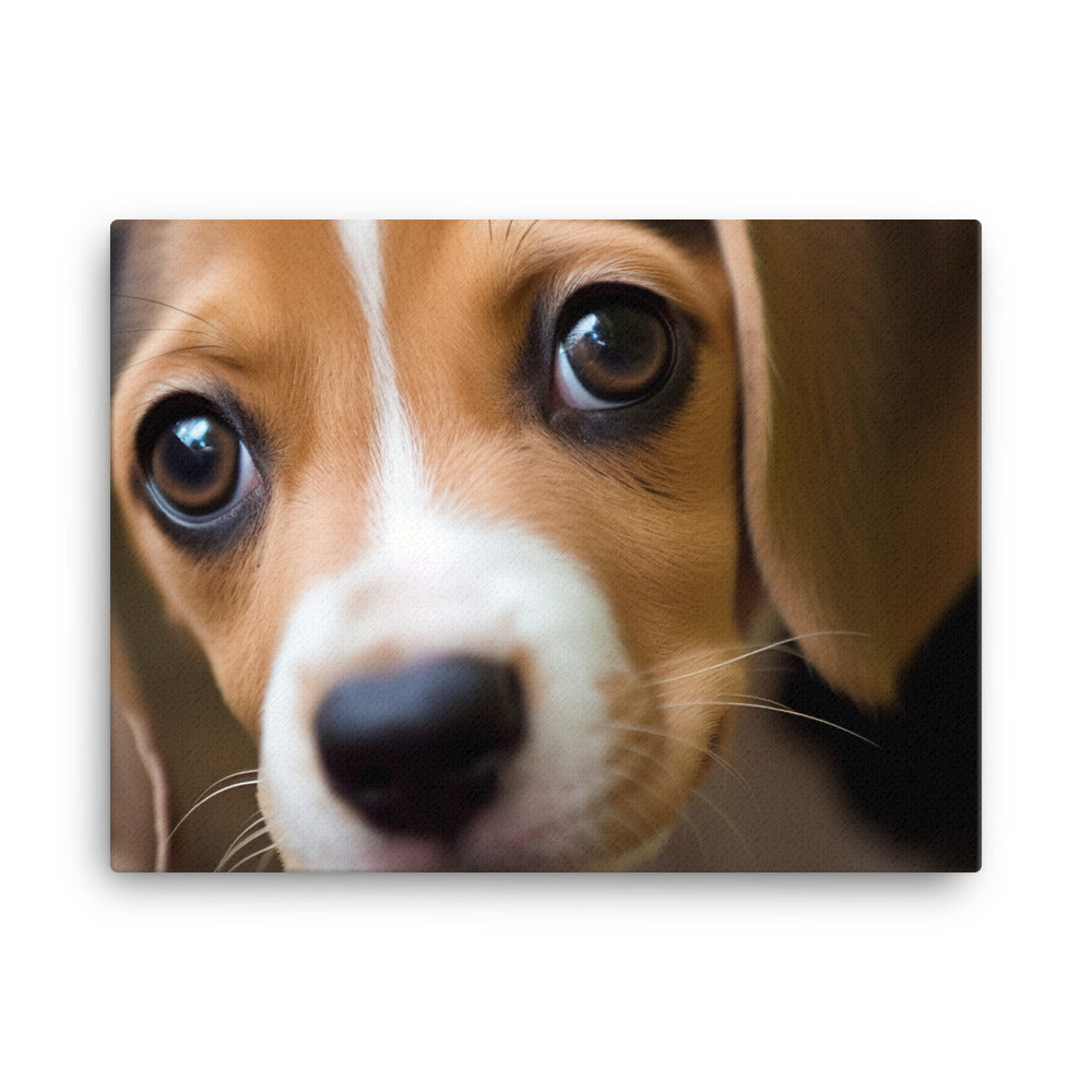 The curious eyes of a Beagle pup canvas - Posterfy.AI