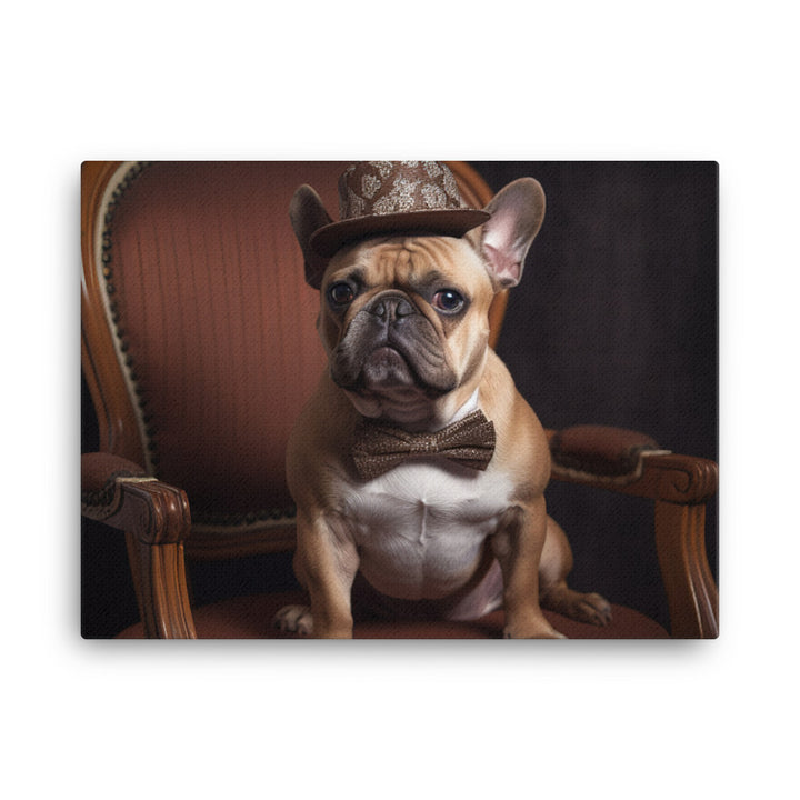 A French Bulldog dressed up in a bow tie canvas - Posterfy.AI