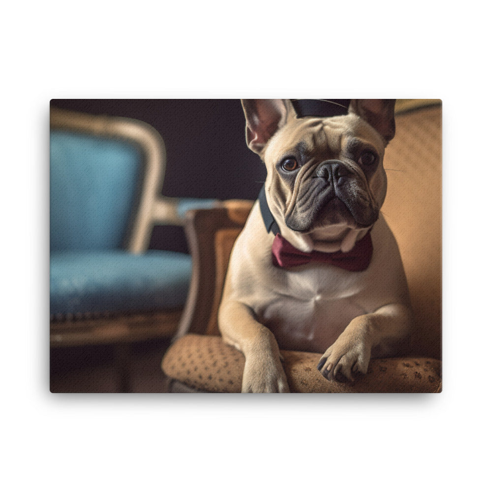 A French Bulldog dressed up in a bow tie canvas - Posterfy.AI
