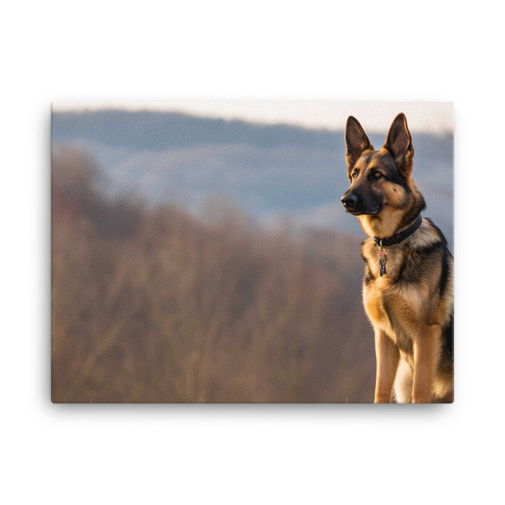 German Shepherd standing guard canvas - Posterfy.AI