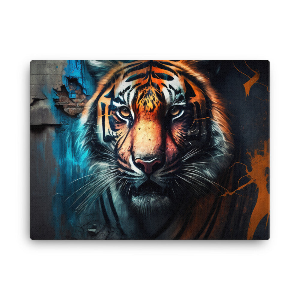 Tiger in graffiti art canvas - Posterfy.AI