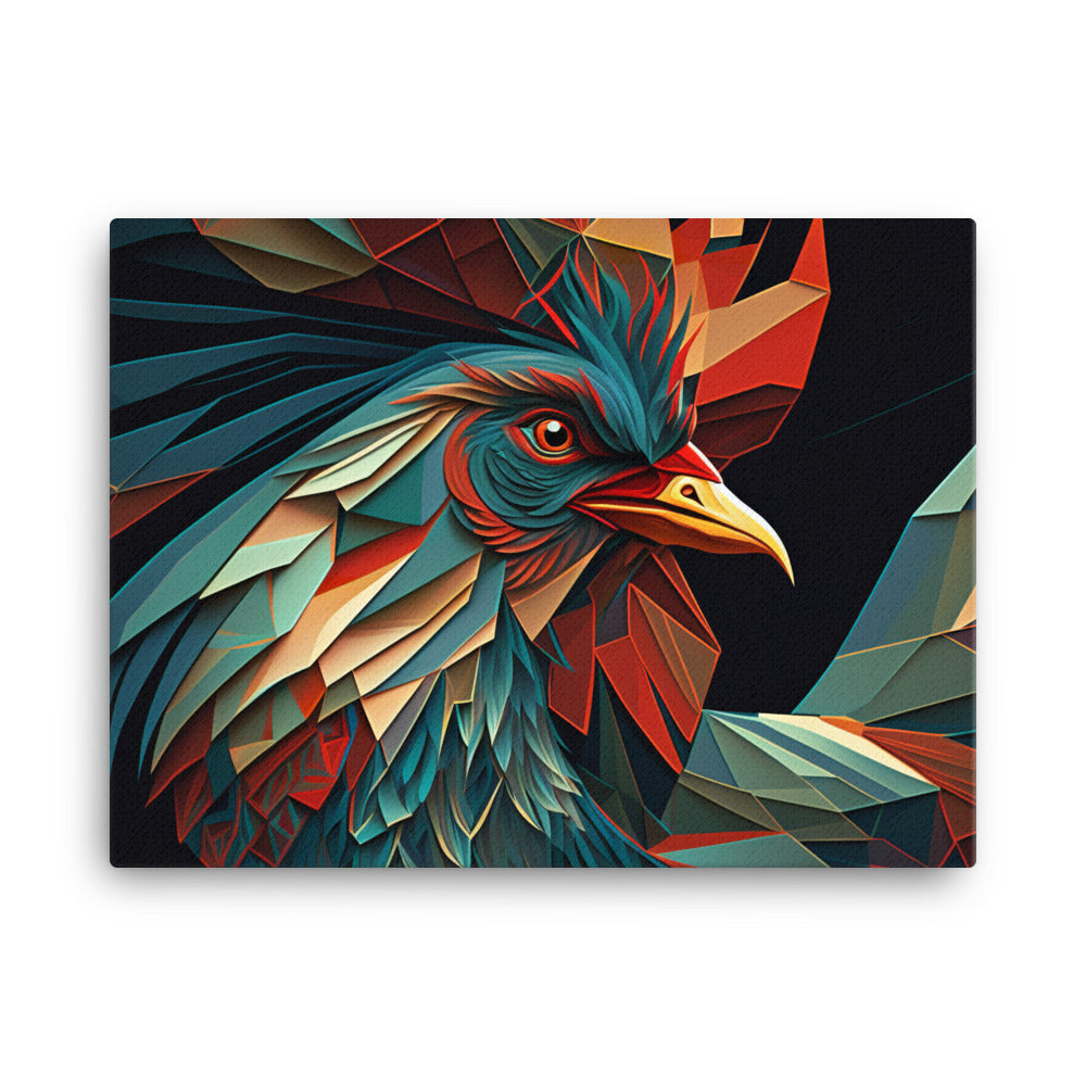 Rooster in colorful cubism style canvas - Posterfy.AI
