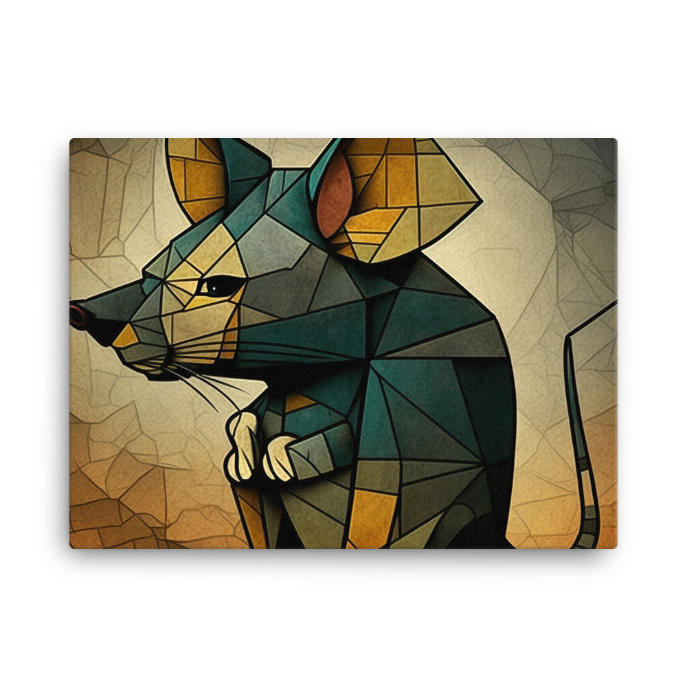 Rat in colorful cubism style canvas - Posterfy.AI