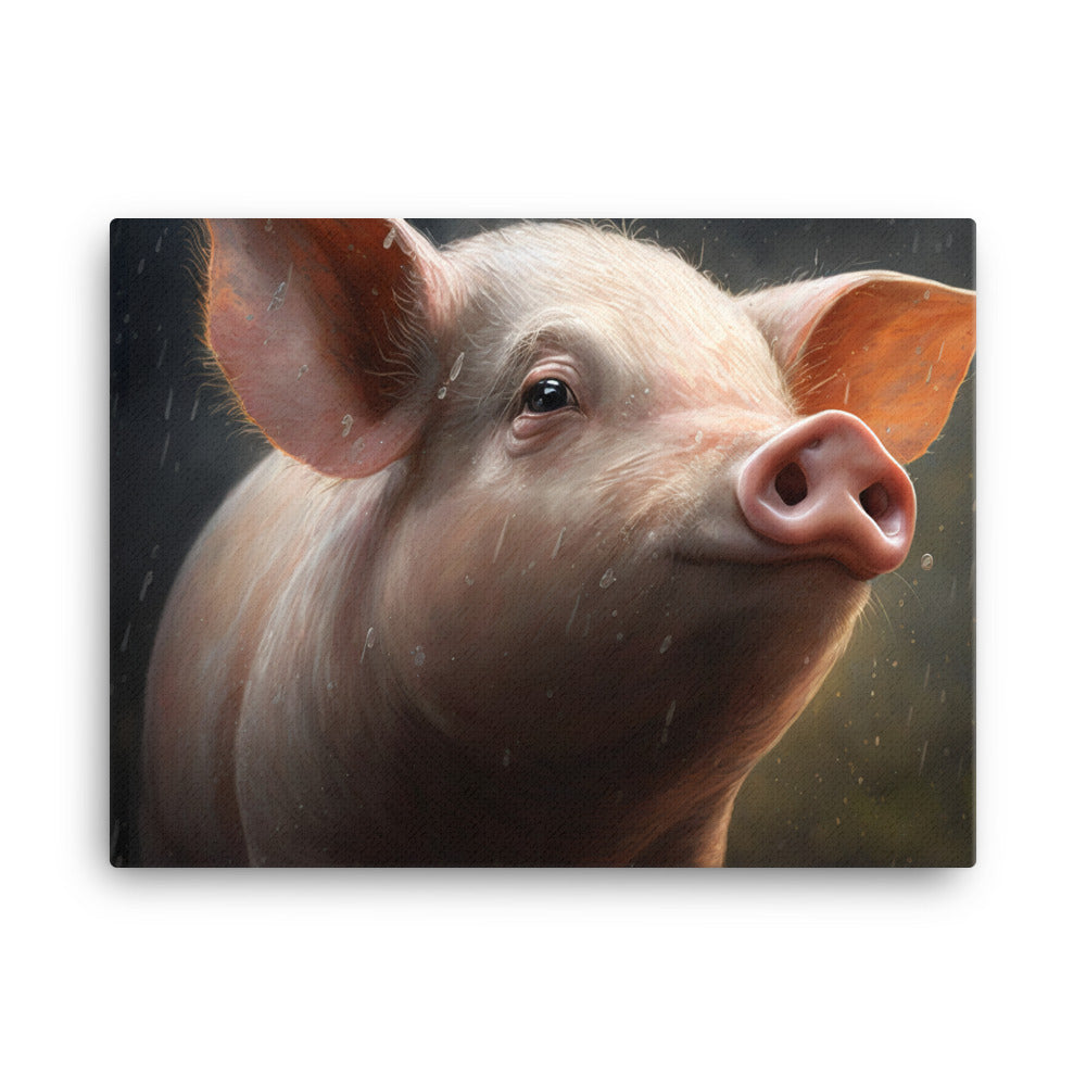Pig oil painting canvas - Posterfy.AI