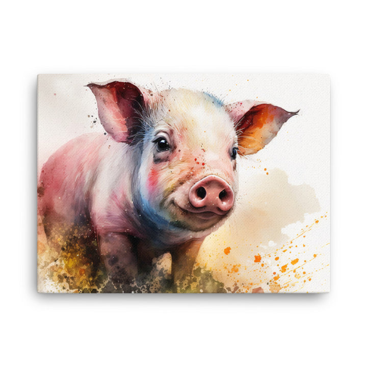 Pig in watercolour canvas - Posterfy.AI