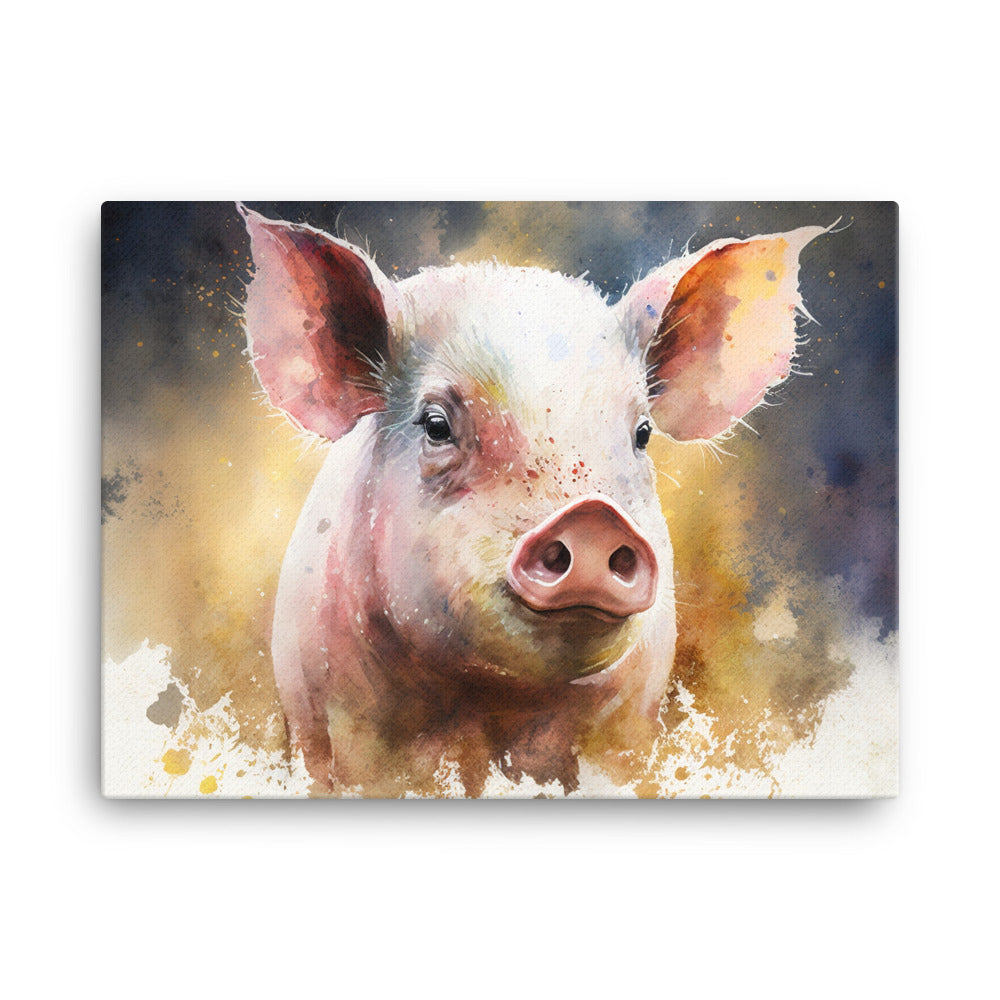 Pig in watercolour canvas - Posterfy.AI