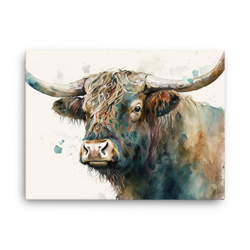 Ox in watercolour canvas - Posterfy.AI