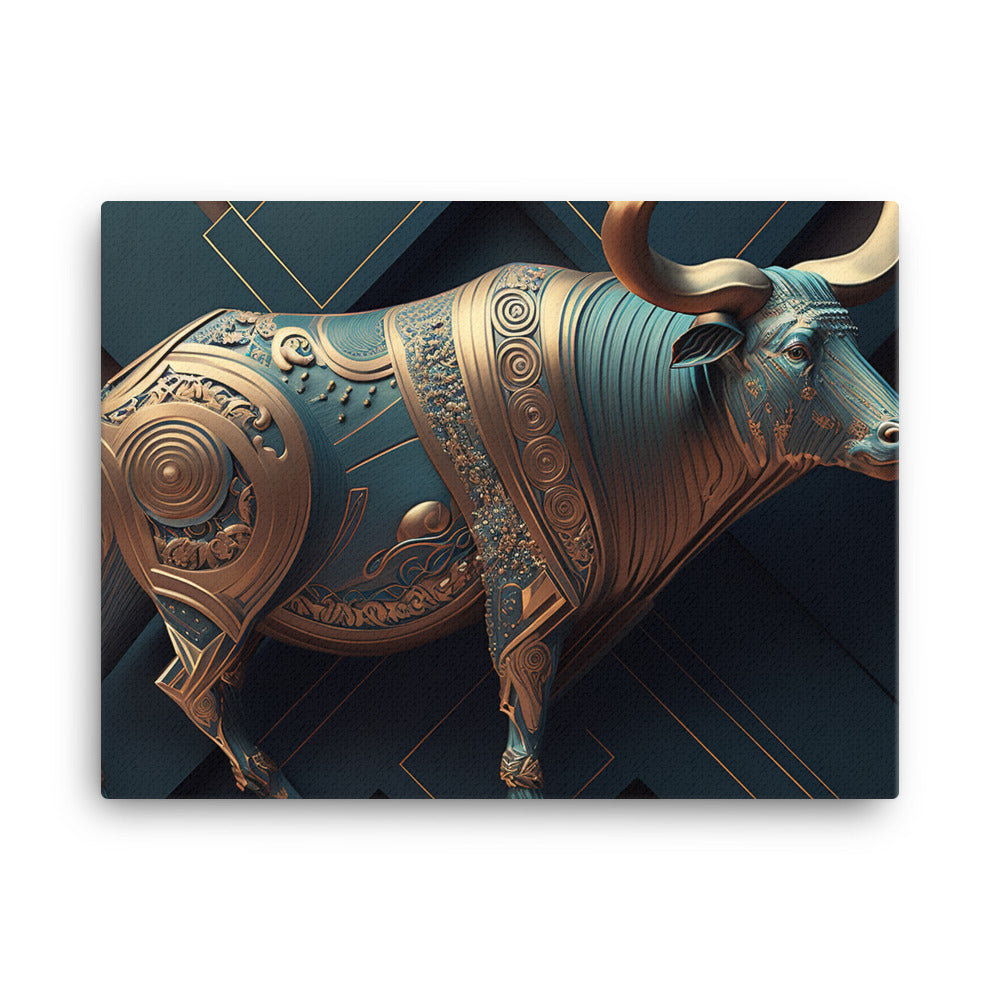Ox in art deco canvas - Posterfy.AI