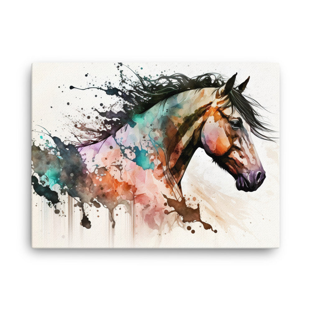 Horse in watercolour canvas - Posterfy.AI