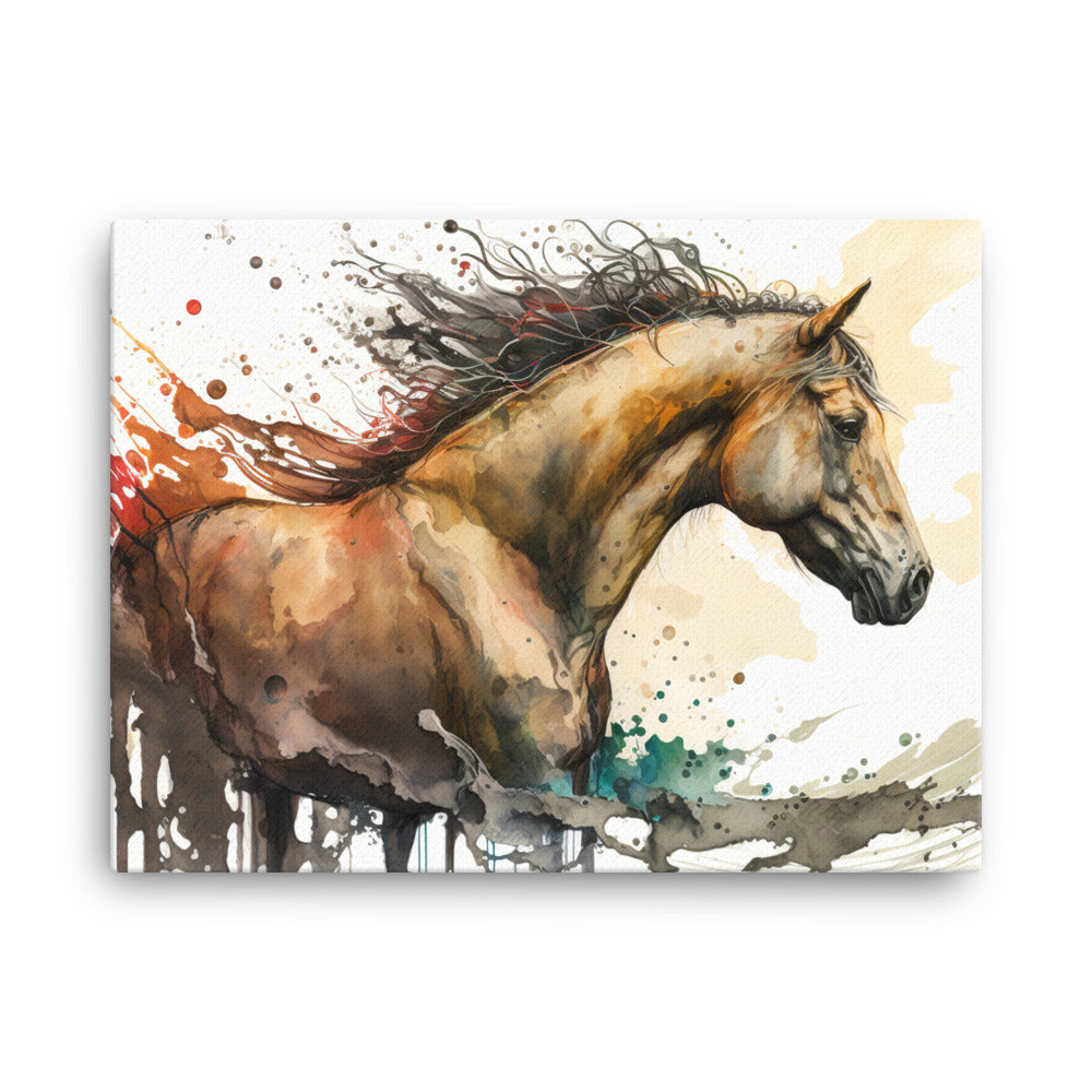 Horse in watercolour canvas - Posterfy.AI