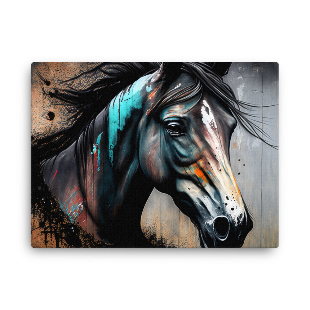 Horse in graffiti art canvas - Posterfy.AI