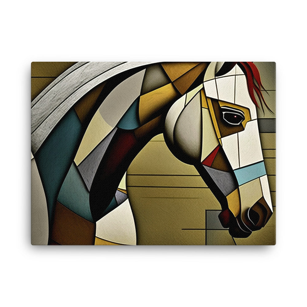 Horse in colorful cubism style canvas - Posterfy.AI