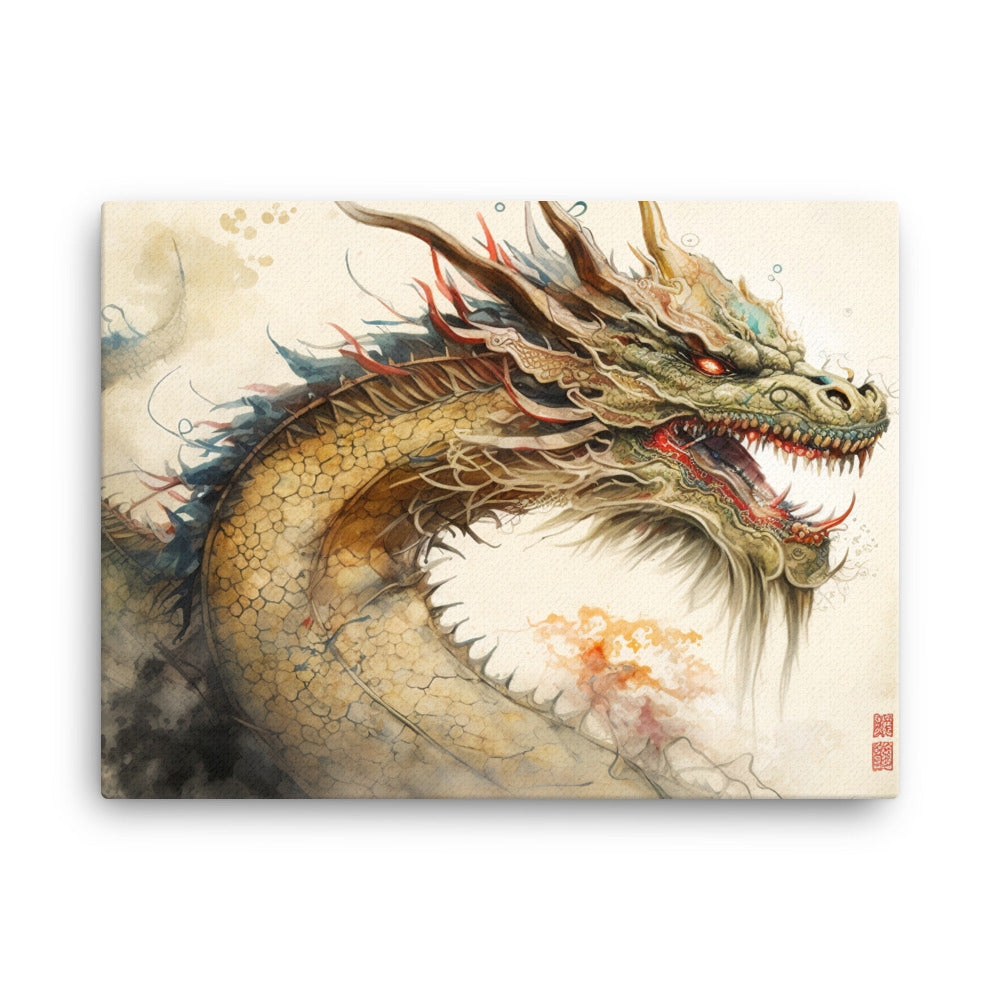 Dragon in watercolour canvas - Posterfy.AI