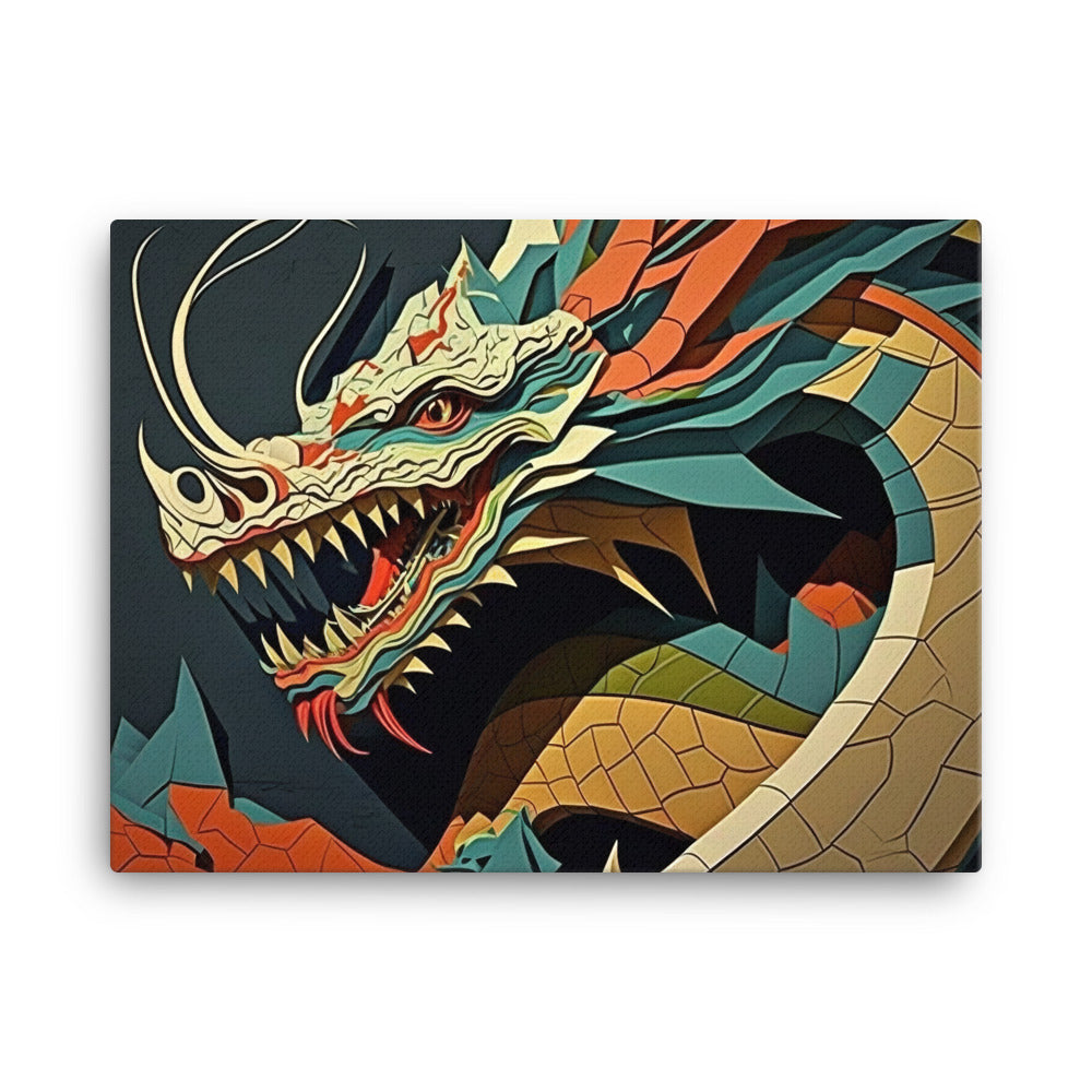 Dragon in colorful cubism style canvas - Posterfy.AI