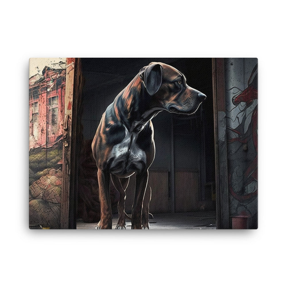 Dog in graffiti art canvas - Posterfy.AI