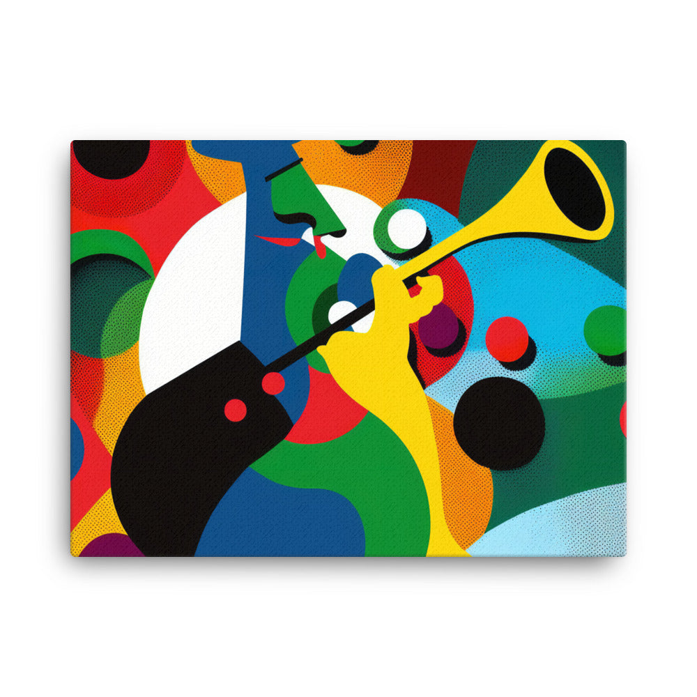 Saxophone player in simple abstract style canvas - Posterfy.AI