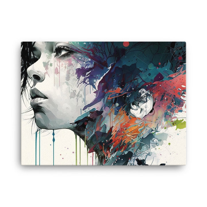 Contemplating girl in contemporary ornamental style canvas - Posterfy.AI