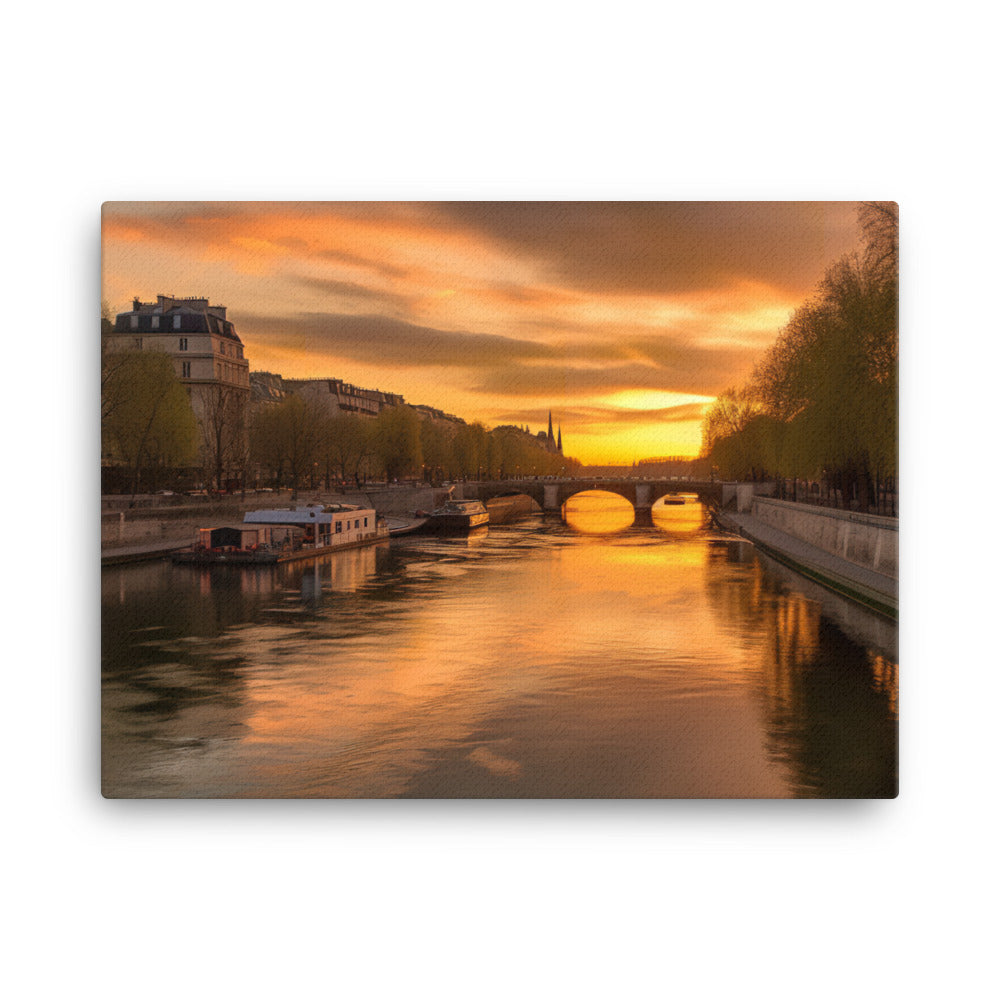 Seine River Sunset canvas - Posterfy.AI