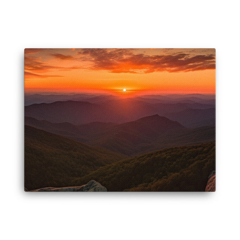 Sunset Over the Mountains canvas - Posterfy.AI