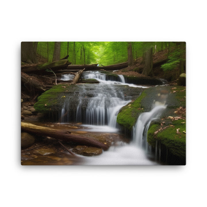 Majestic Waterfall in the Woods canvas - Posterfy.AI