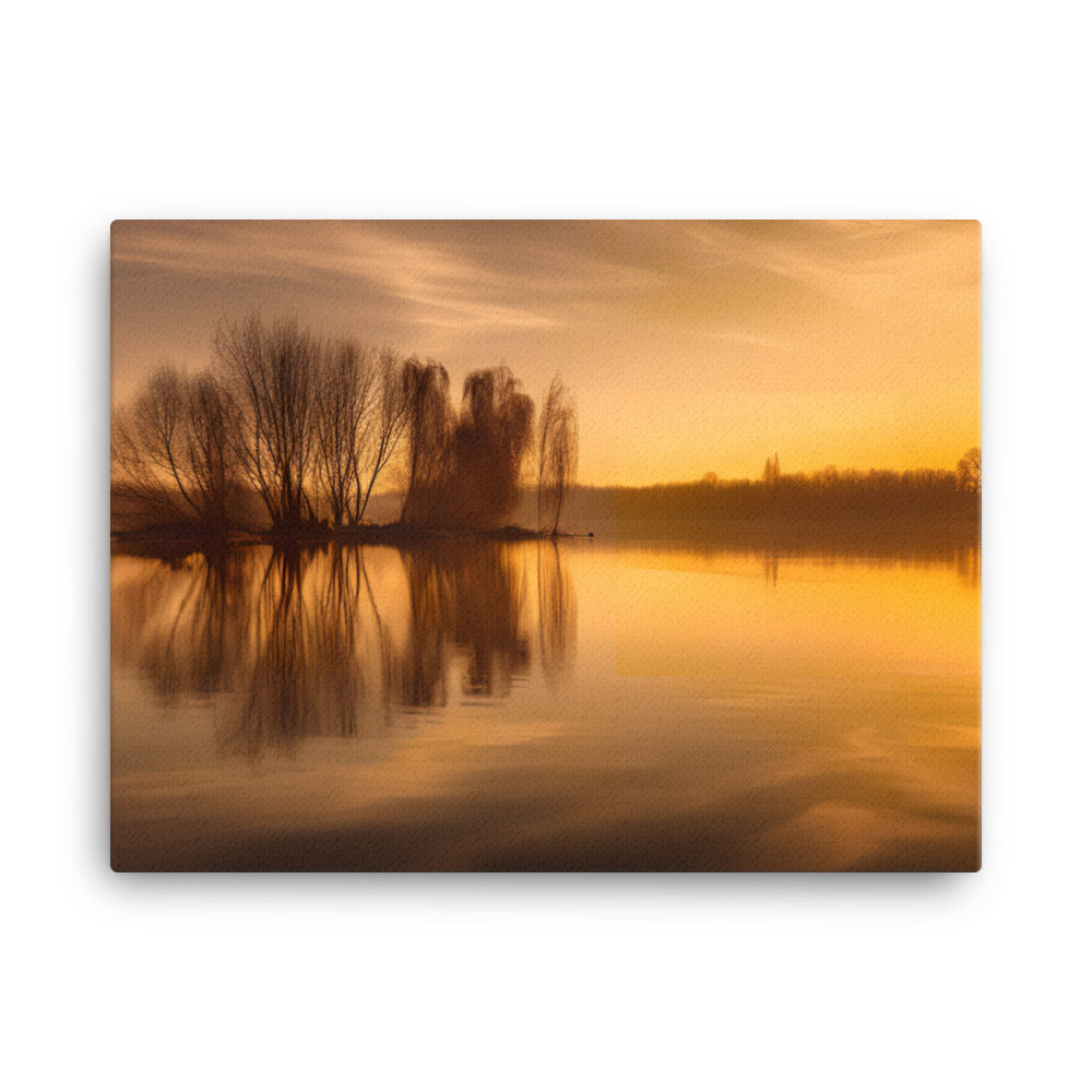 Golden Hour Reflections at the Lake canvas - Posterfy.AI