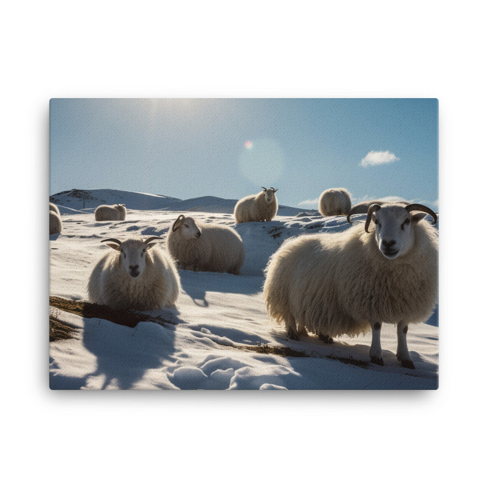 Icelandic Sheep enjoying the warm sun canvas - Posterfy.AI