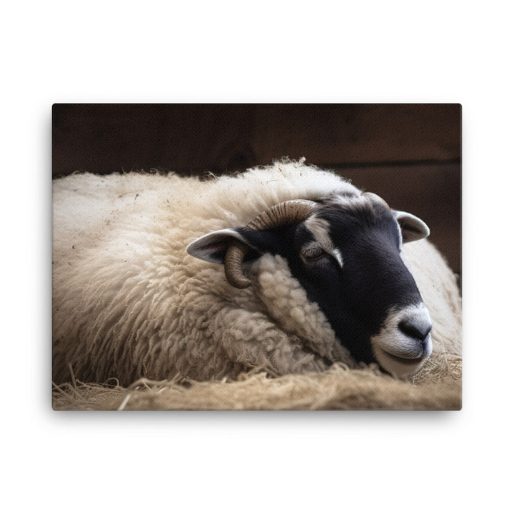 Sleepy Suffolk Sheep at the Barnyard canvas - Posterfy.AI