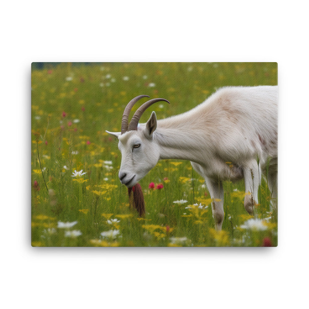 Saanen goat grazing canvas - Posterfy.AI
