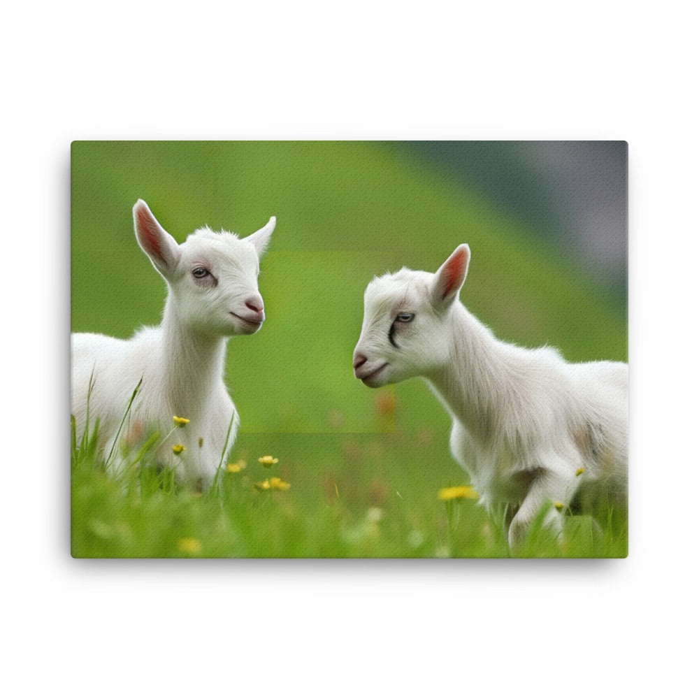 Adorable Saanen Goat Kids canvas - Posterfy.AI