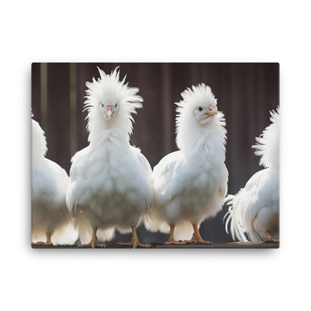 Fluffy Leghorn Chickens canvas - Posterfy.AI