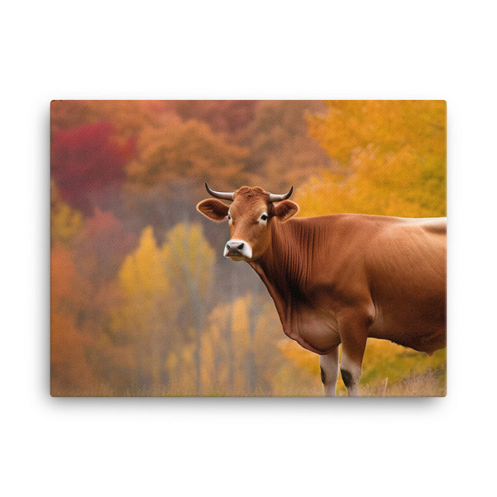 Jersey Cow in Autumn Colors canvas - Posterfy.AI