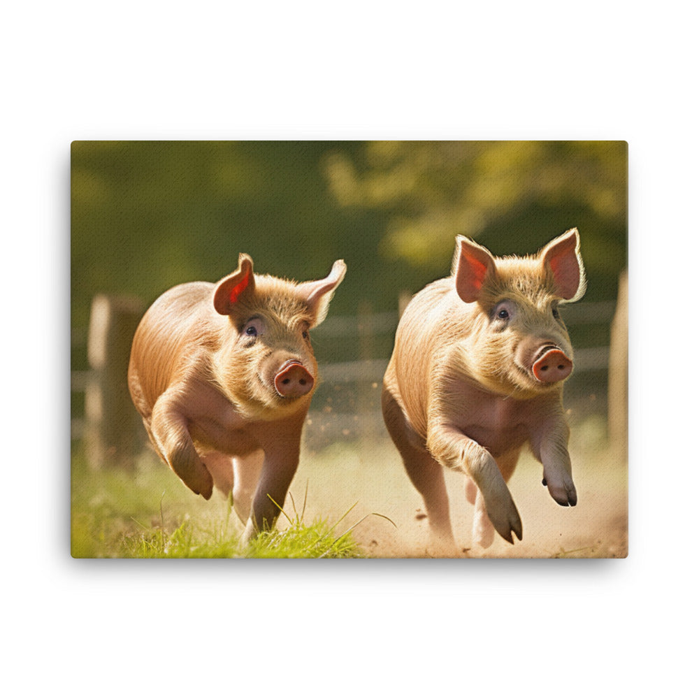 The Playful Spirit of Hampshire Pigs canvas - Posterfy.AI