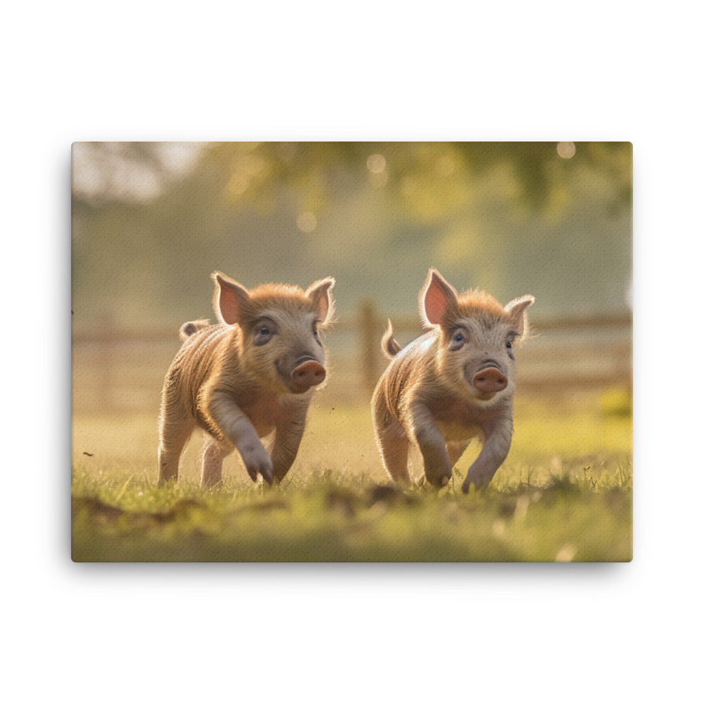 The Playful Spirit of Hampshire Pigs canvas - Posterfy.AI
