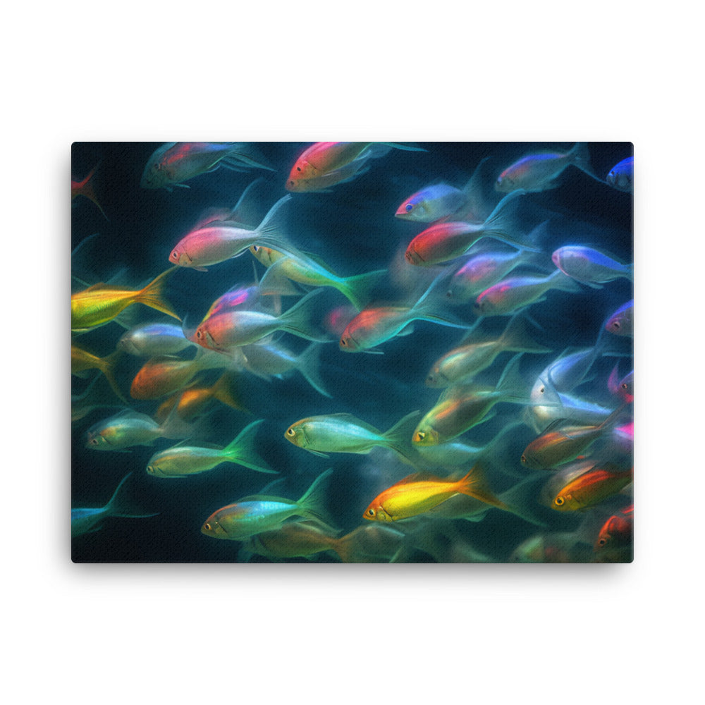 Rainbow Fish Schooling canvas - Posterfy.AI