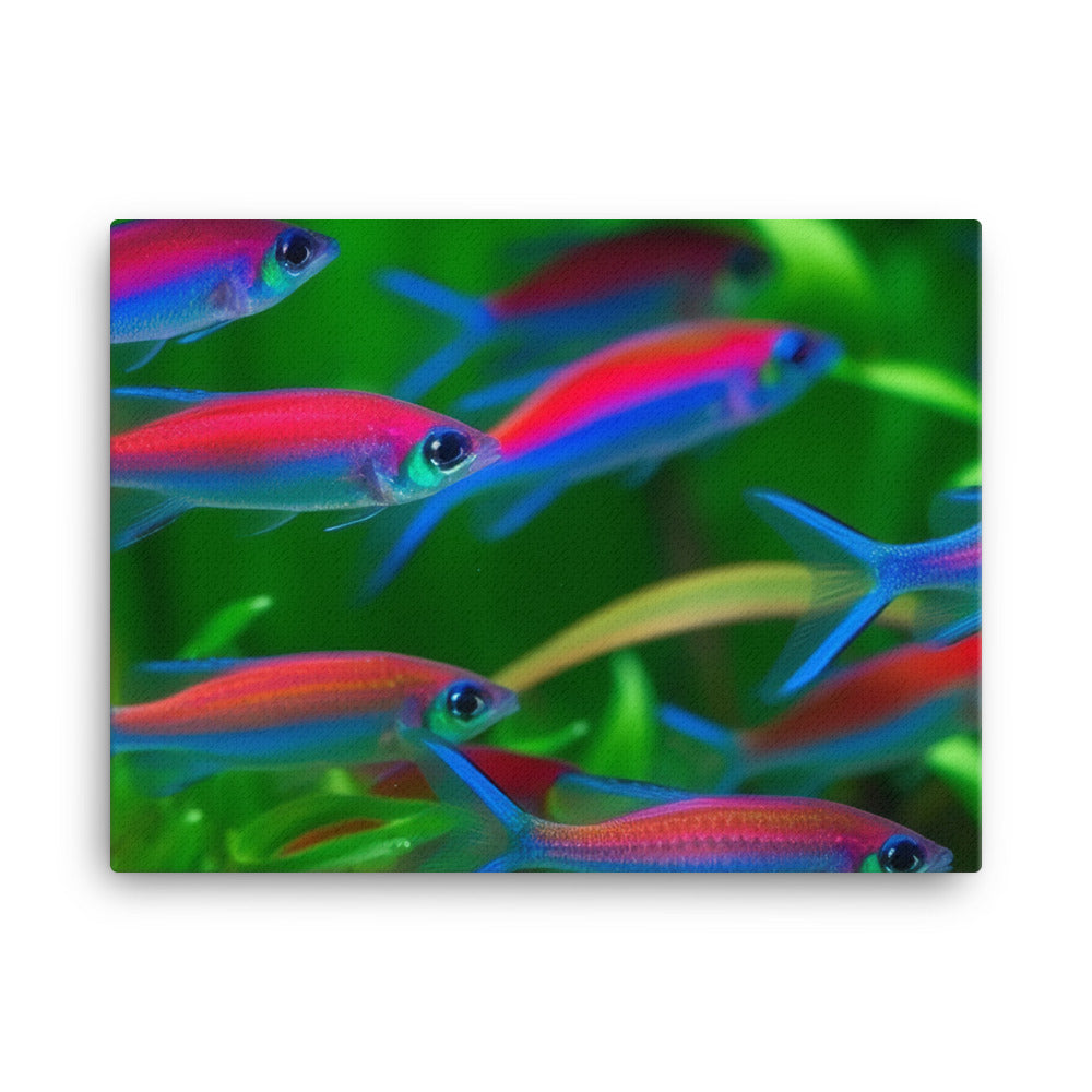 Neon Tetras in Their Natural Habitat canvas - Posterfy.AI
