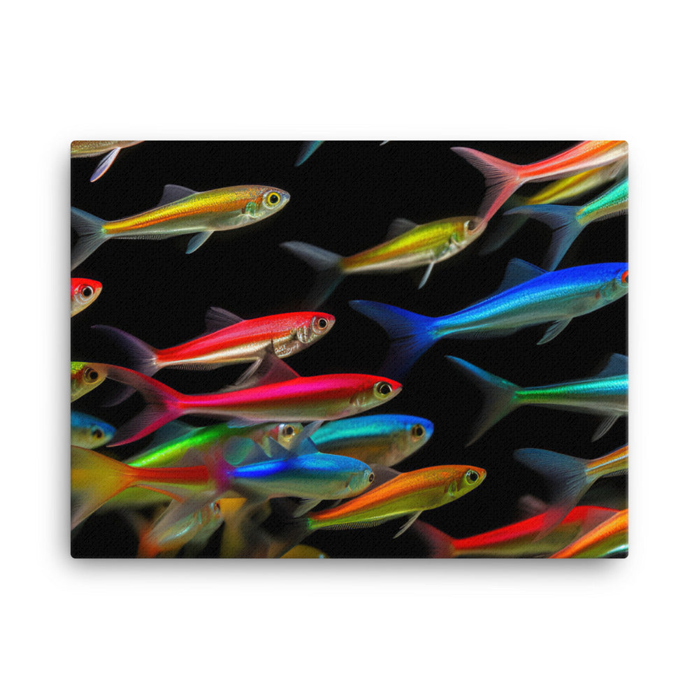 A Rainbow of Neon Tetras canvas - Posterfy.AI