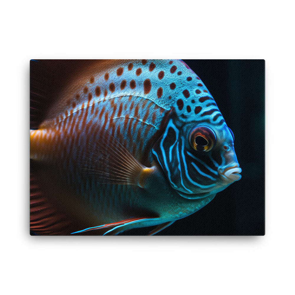 Captivating Discus Fish with a Striking Blue Hue canvas - Posterfy.AI