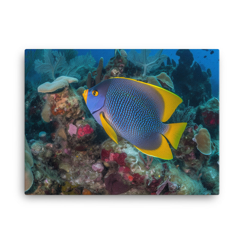 Elegant Angelfish in a Colorful Reef canvas - Posterfy.AI