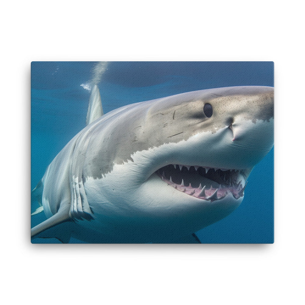 Face to Face Encounter with a Great White Shark canvas - Posterfy.AI