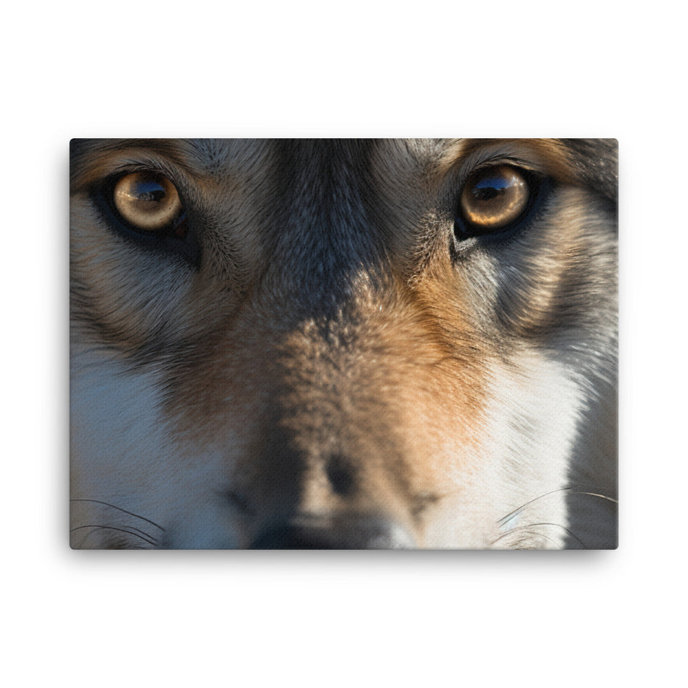 Close-Up Portrait of a Gray Wolf canvas - Posterfy.AI