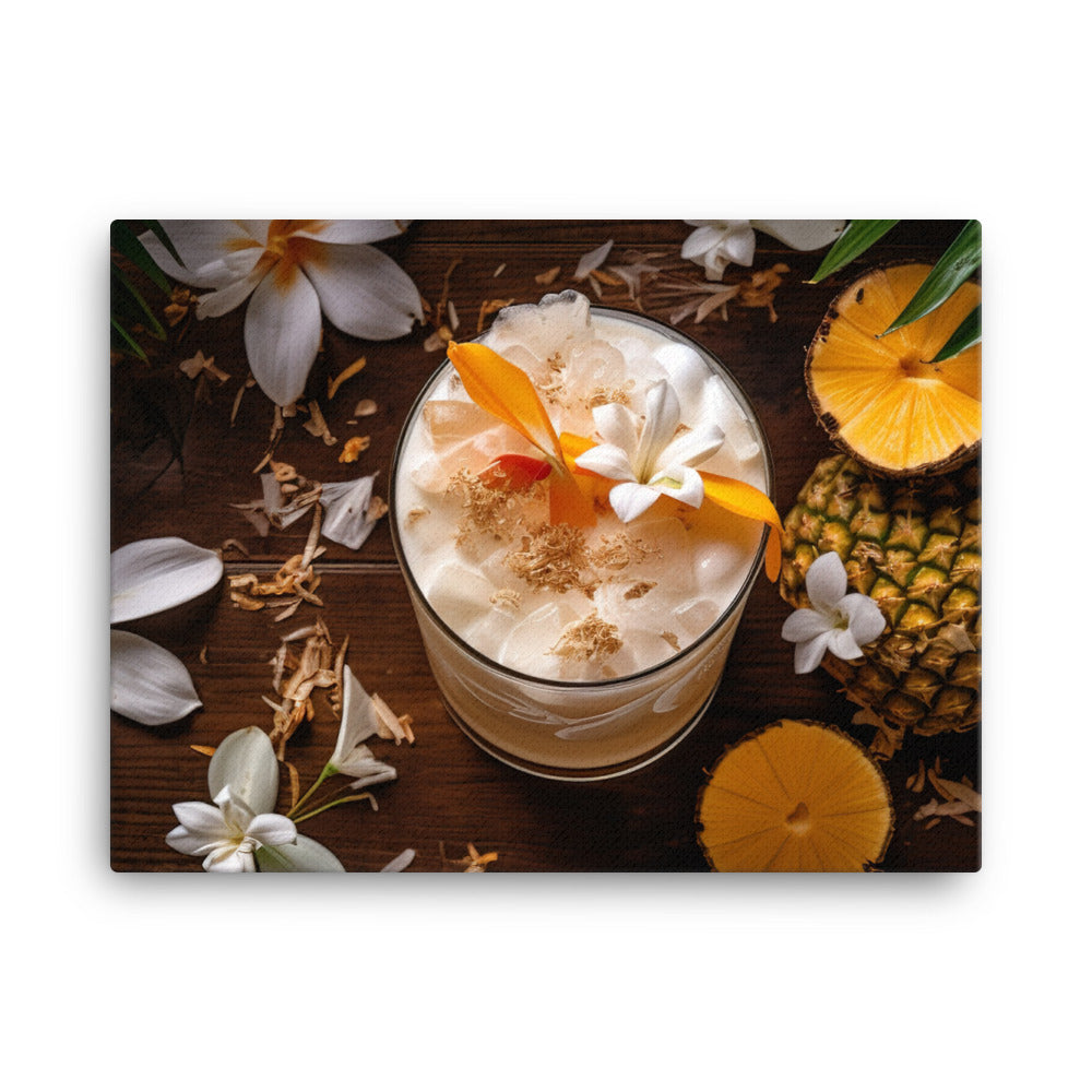 Rum Cocktail with Pineapple and Coconut canvas - Posterfy.AI