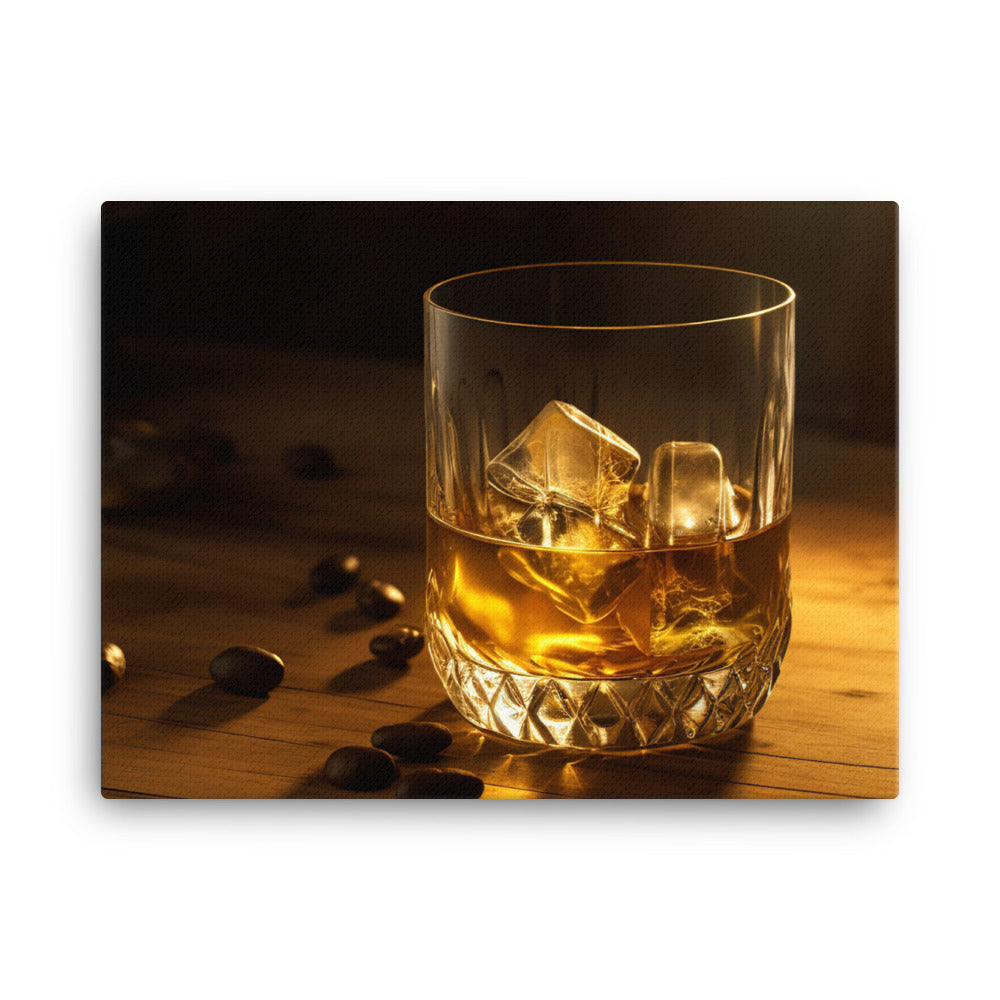 Golden Rum on the Rocks canvas - Posterfy.AI