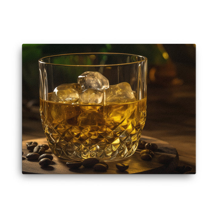 Golden Rum on the Rocks canvas - Posterfy.AI